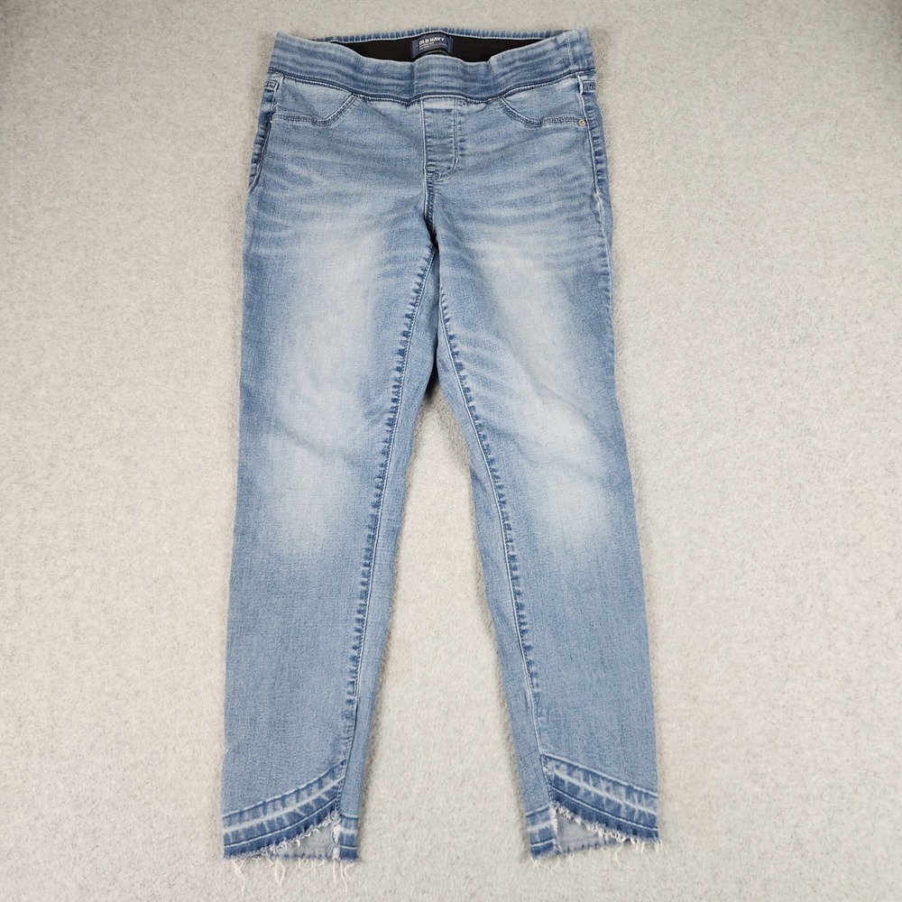 Old Navy Rockstar Jeans Womens 10‎ Blue Mid-Rise Faded Streetwear Raw Tulip Hem
